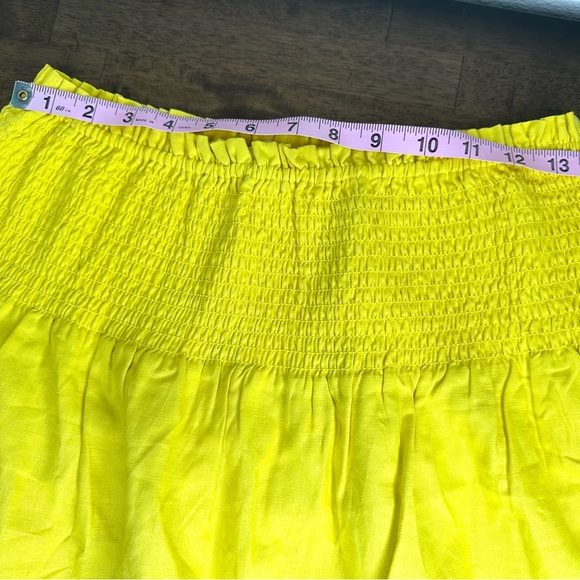 Mango Ruffled Linen blend Yellow Tiered Skirt, NWT women’s large, elastic waist - Picture 7 of 8